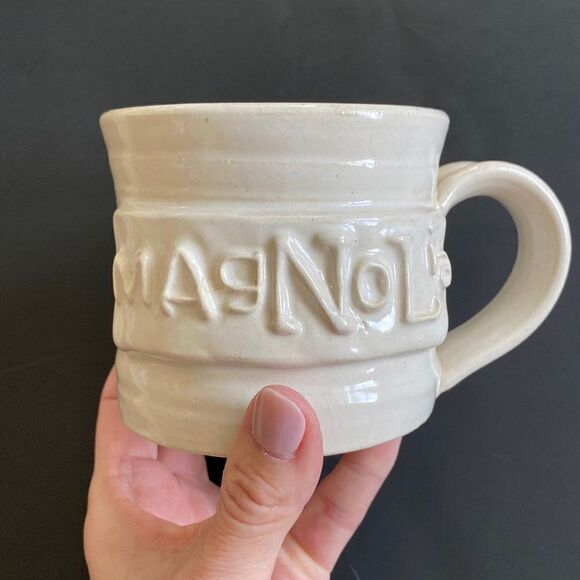 MAGNOLIA Coffee Mug Stoneware Hand Made Black Oak Art Magnolia Market Waco Texas - Picture 1 of 12